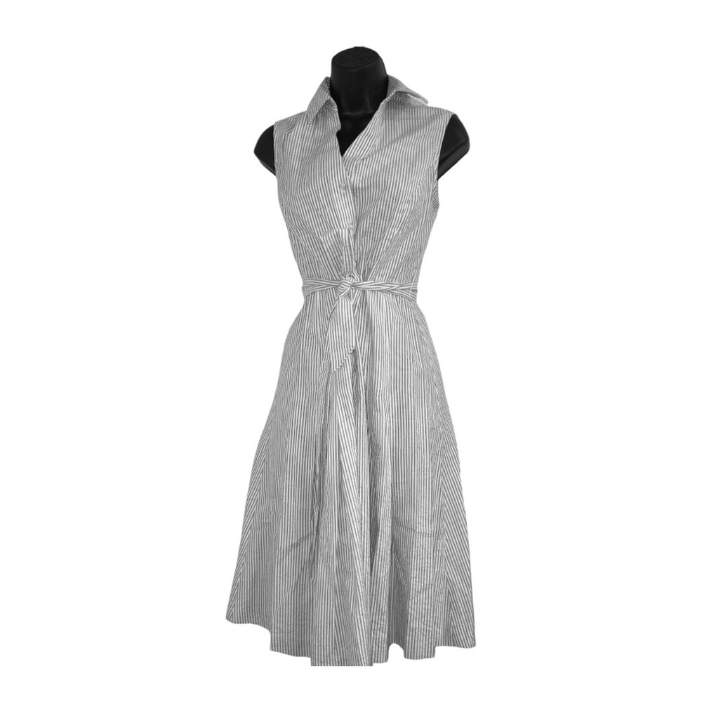 JonesNY white blue pinstripe button down seersucker style cotton Dress size 4 - Picture 8 of 16
